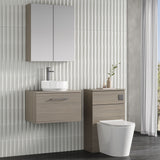 Modern Splash 600mm Solace Oak 1 Drawer Wall Hung Vanity Unit With Co-ordinating Worktop