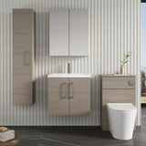 Modern Splash 600mm Solace Oak 2 Door Wall Hung Vanity Unit With Mid-Edge Basin