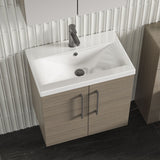 Modern Splash 600mm Solace Oak 2 Door Wall Hung Vanity Unit With Mid-Edge Basin