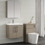 Modern Splash 600mm Solace Oak 2 Door Wall Hung Vanity Unit With Thin Edge Basin