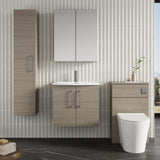 Modern Splash 600mm Solace Oak 2 Door Wall Hung Vanity Unit With Curved Basin