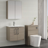 Modern Splash 600mm Solace Oak 2 Door Wall Hung Vanity Unit With Curved Basin