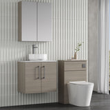 Modern Splash 600mm Solace Oak  2 Door Wall Hung Vanity Unit With Bellato Grey Worktop