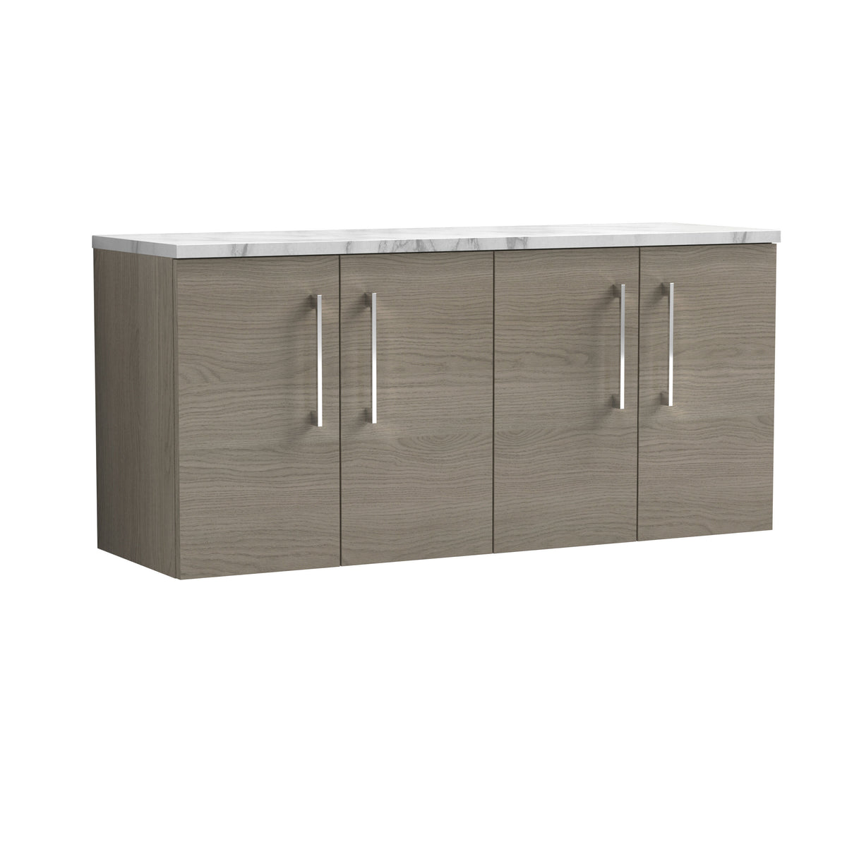 Modern Splash 1200mm Solace Oak 2 Door Wall Hung Vanity With Carrara Laminate Worktop