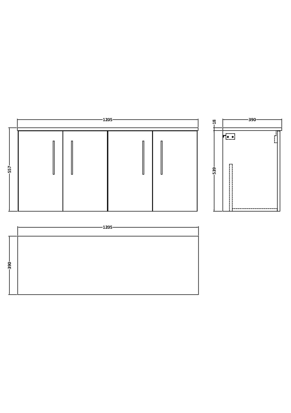 Modern Splash 1200mm Solace Oak  2 Door Wall Hung Vanity Unit With Co-ordinating Worktop