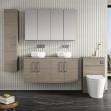 Modern Splash 1200mm Solace Oak  2 Door Wall Hung Vanity Unit With Co-ordinating Worktop
