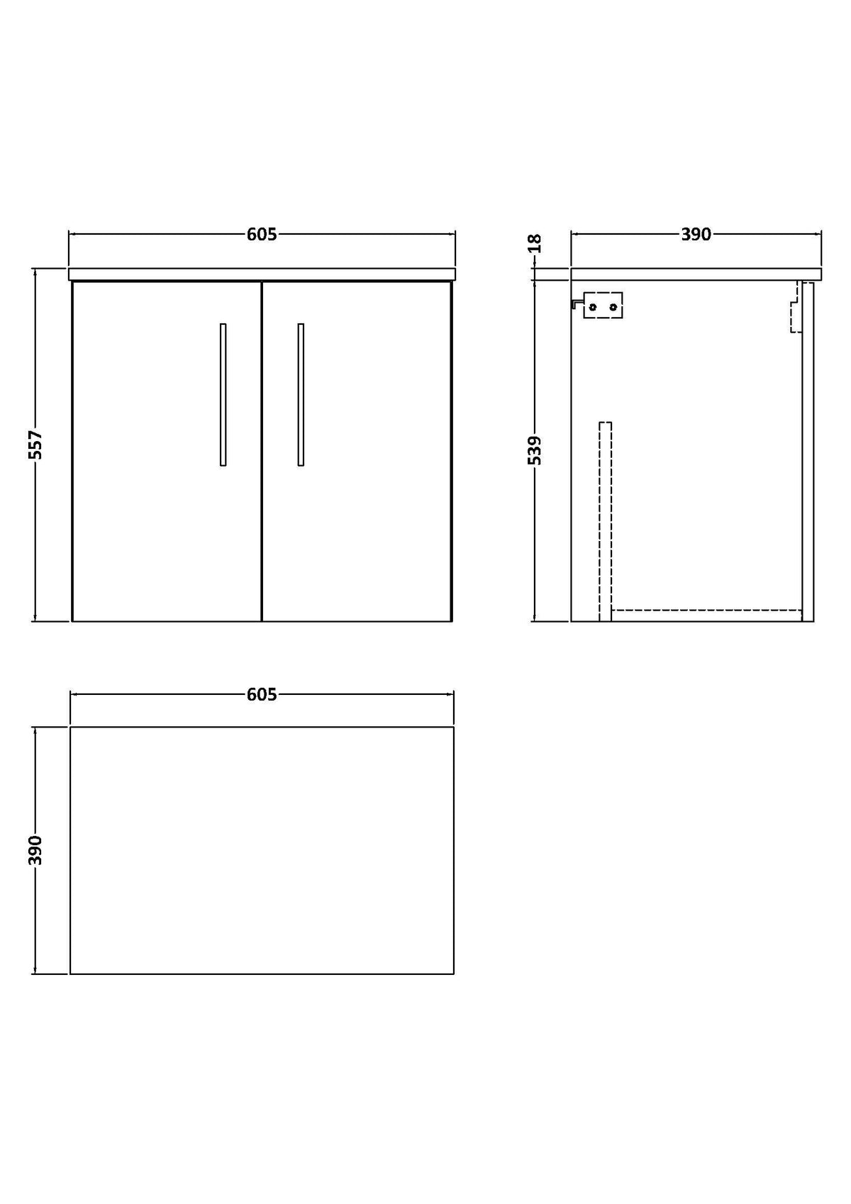 Modern Splash 600mm Solace Oak  2 Door Wall Hung Vanity Unit With Co-ordinating Worktop