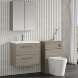 Modern Splash 600mm Solace Oak 2 Drawer Wall Hung Vanity Unit With Mid-Edge Basin
