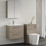 Modern Splash 600mm Solace Oak 2 Drawer Wall Hung Vanity Unit With Minimalist Basin