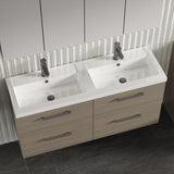 Modern Splash 1200mm Solace Oak 4 Drawer Wall Hung Vanity Unit With 2 Tap Hole Polymarble basin