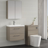 Modern Splash 600mm Solace Oak 2 Drawer Wall Hung Vanity Unit With Thin Edge Basin