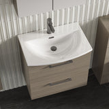 Modern Splash 600mm Solace Oak 2 Drawer Wall Hung Vanity Unit With Curved Basin