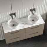 Modern Splash 1200mm Solace Oak 4 Drawer Wall Hung Vanity With Carrara Laminate Worktop