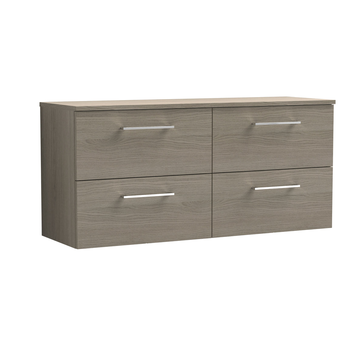 Modern Splash 1200mm Solace Oak 4 Drawer Wall Hung Vanity Unit With Co-ordinating Worktop