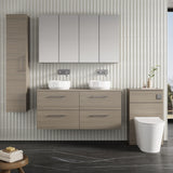 Modern Splash 1200mm Solace Oak 4 Drawer Wall Hung Vanity Unit With Co-ordinating Worktop