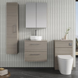 Modern Splash 600mm Solace Oak 2 Drawer Wall Hung Vanity Unit With Co-ordinating Worktop