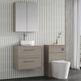 Modern Splash 600mm Solace Oak 2 Drawer Wall Hung Vanity Unit With Co-ordinating Worktop