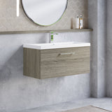Modern Splash 800mm Solace Oak 1 Drawer Wall Hung Vanity Unit With Mid-Edge Basin