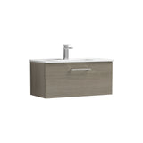 Modern Splash 800mm Solace Oak 1 Drawer Wall Hung Vanity Unit With Minimalist Basin