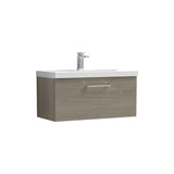 Modern Splash 800mm Solace Oak 1 Drawer Wall Hung Vanity Unit With Thin Edge Basin