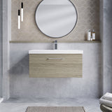 Modern Splash 800mm Solace Oak 1 Drawer Wall Hung Vanity Unit With Thin Edge Basin