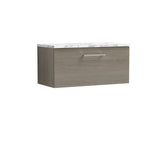 Modern Splash 800mm Solace Oak 1 Drawer Wall Hung Vanity Unit With Carrara Laminate Worktop
