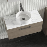 Modern Splash 800mm Solace Oak 1 Drawer Wall Hung Vanity Unit With Carrara Laminate Worktop