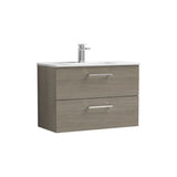 Modern Splash 800mm Solace Oak 2 Drawer Wall Hung Vanity Unit With Minimalist Basin