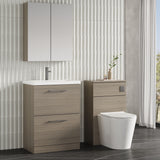 Modern Splash 600mm Solace Oak 2 Drawer Floor Standing Vanity Unit With Mid-Edge Basin
