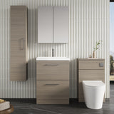 Modern Splash 600mm Solace Oak 2 Drawer Floor Standing Vanity Unit With Thin Edge Basin