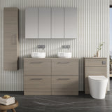 Modern Splash 1200mm Solace Oak 4 Drawer Floor Standing Vanity Unit With Co-ordinating Worktop