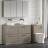 Modern Splash 1200mm Solace Oak 4 Drawer Floor Standing Vanity Unit With Co-ordinating Worktop