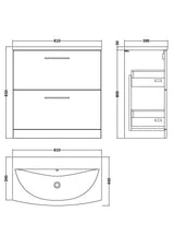 Modern Splash 800mm Solace Oak 2 Drawer Floor Standing Vanity Unit With Curved Basin