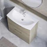 Modern Splash 800mm Solace Oak 2 Drawer Floor Standing Vanity Unit With Curved Basin