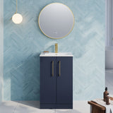 Modern Splash 500mm Midnight Blue 2 Door Floor Standing Vanity Unit With Minimalist Basin