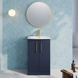 Modern Splash 500mm Midnight Blue 2 Door Floor Standing Vanity Unit With Curved Basin