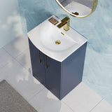 Modern Splash 500mm Midnight Blue 2 Door Floor Standing Vanity Unit With Curved Basin