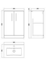 Modern Splash 600mm Midnight Blue 2 Door Floor Standing Vanity Unit With Minimalist Basin
