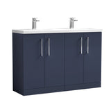 Modern Splash 1200mm Midnight Blue 4 Door Floor Standing Vanity Unit With 2 Tap Hole Ceramic Basin