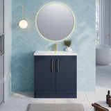 Modern Splash 800mm Midnight Blue 2 Door Floor Standing Vanity Unit With Mid-Edge Basin