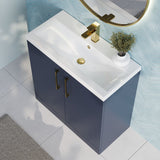 Modern Splash 800mm Midnight Blue 2 Door Floor Standing Vanity Unit With Mid-Edge Basin