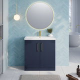 Modern Splash 800mm Midnight Blue 2 Door Floor Standing Vanity Unit With Thin Edge Basin