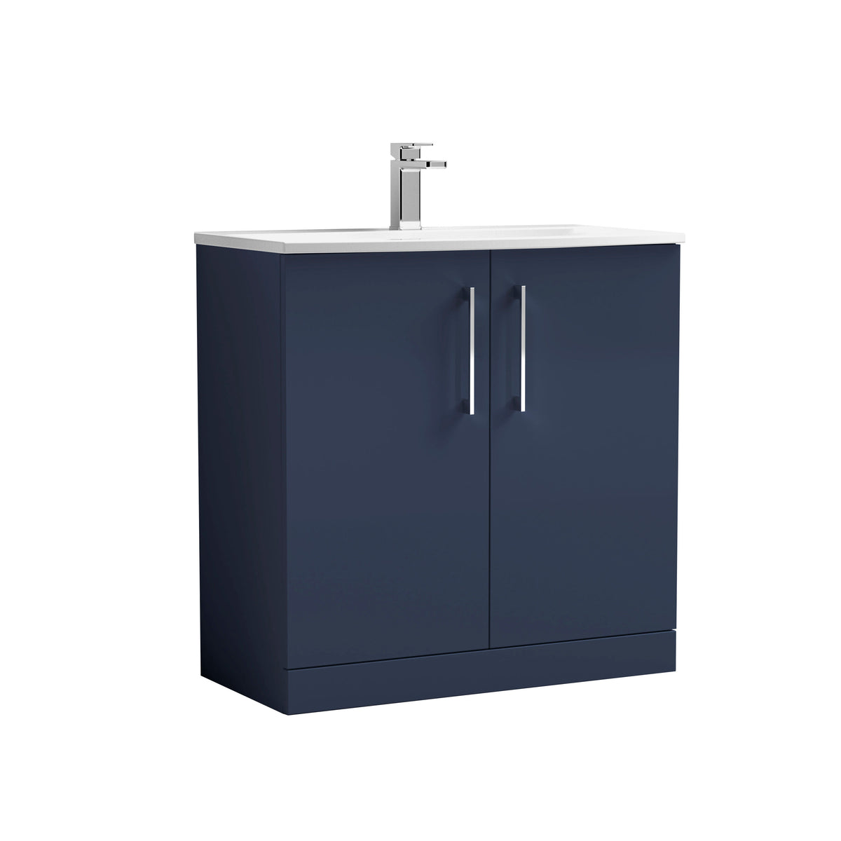 Modern Splash 800mm Midnight Blue 2 Door Floor Standing Vanity Unit With Curved Basin