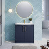 Modern Splash 800mm Midnight Blue 2 Door Floor Standing Vanity Unit With Curved Basin