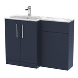 Modern Splash 1100mm Midnight Blue 2 Door Floor Standing Left-Hand Combination Unit With Stone Basin