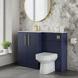 Modern Splash 1100mm Midnight Blue 2 Door Floor Standing Left-Hand Combination Unit With Stone Basin
