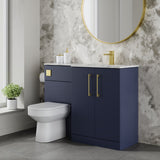Modern Splash 1100mm Midnight Blue 2 Door Floor Standing Right-Hand Combination Unit With Stone Basin