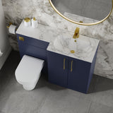 Modern Splash 1100mm Midnight Blue 2 Door Floor Standing Right-Hand Combination Unit With Stone Basin