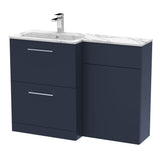 Modern Splash 1100mm Midnight Blue 2 Drawer Floor Standing Left-Hand Combination Unit With Stone Basin