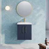 Modern Splash 500mm Midnight Blue 2 Door Wall Hung Vanity Unit With Mid-Edge Basin
